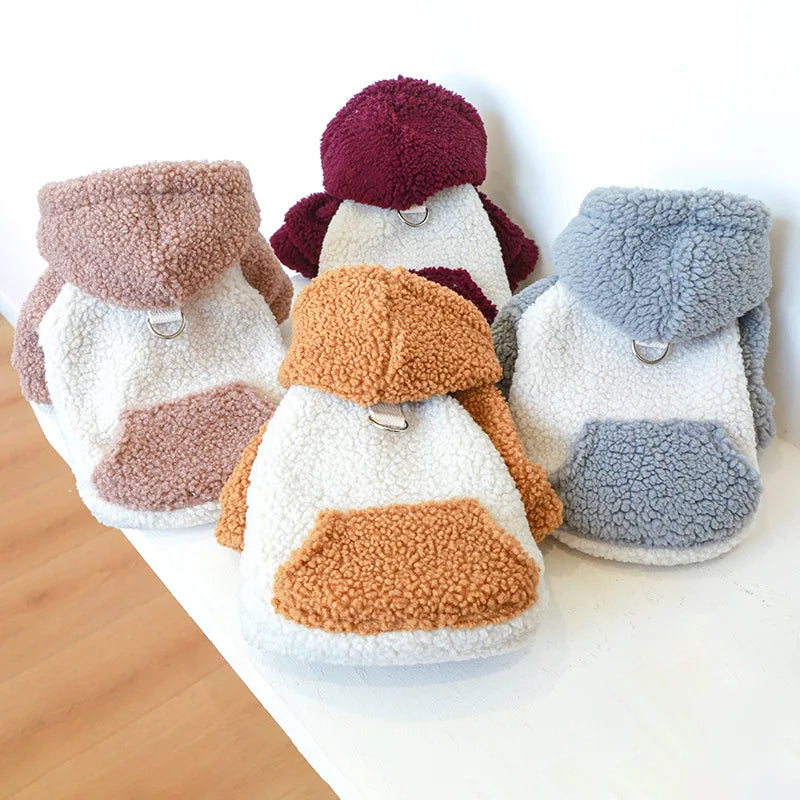 Berber Fleece Dog Hoodie – Winter Warm Pet Sweater with Buckle